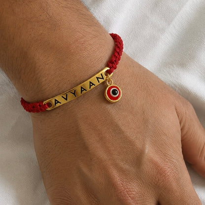 Adjustable Custom Name Evil Eye Bracelet