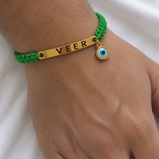 Adjustable Custom Name Evil Eye Bracelet