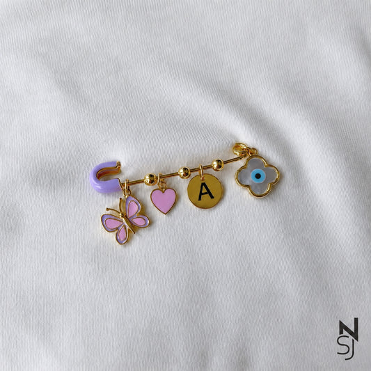 Butterfly Initial Baby Brooch