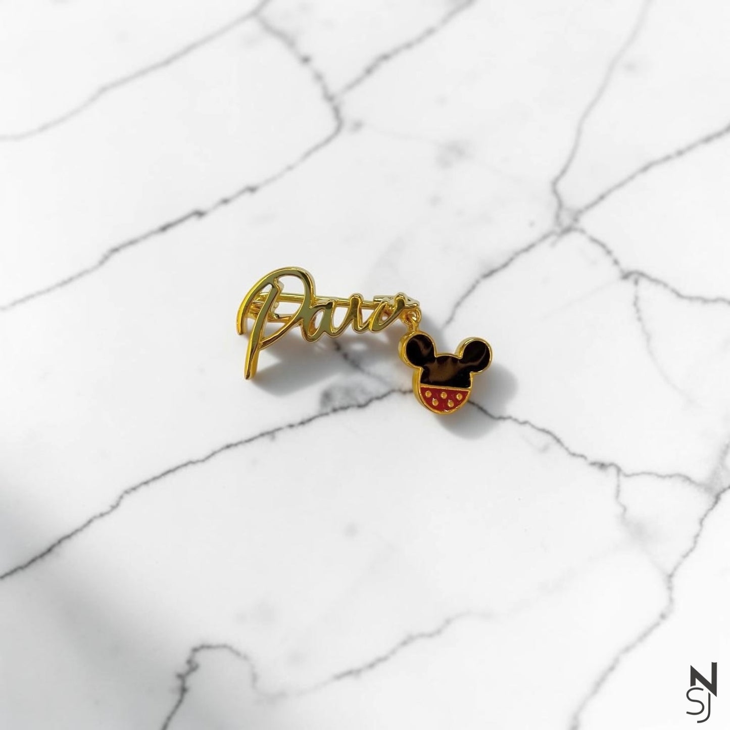 Collar Pin with Mickey Hanging
