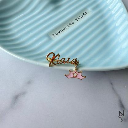 Custom Name Collar Pin with Tiara Hanging