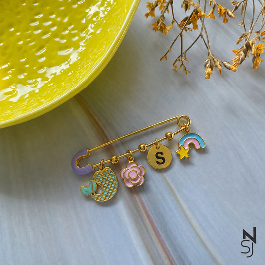 Mermaid Initial Brooch