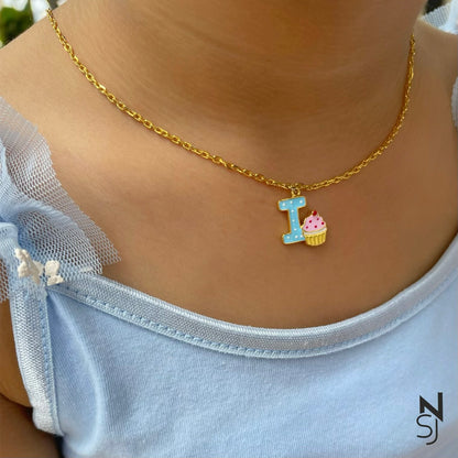 Sweet Scoops Initial Neckchain | Personalised 925 Silver Jewellery for Kids | Niashine