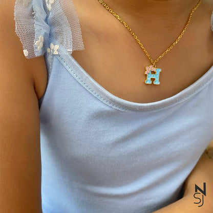 Initial Charm Bow Neckchain | Personalised 925 Silver Jewellery for Kids | Niashine