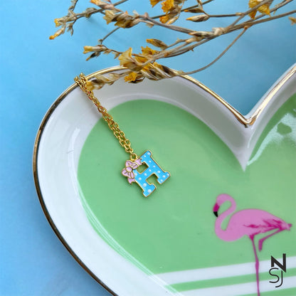 Initial Charm Bow Neckchain | Personalised 925 Silver Jewellery for Kids | Niashine
