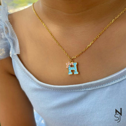 Initial Charm Bow Neckchain | Personalised 925 Silver Jewellery for Kids | Niashine
