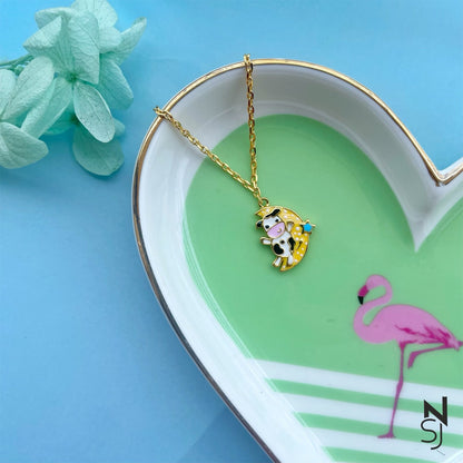Moonlit Cow Neckchain | Personalised 925 Silver Jewellery for Kids | Niashine