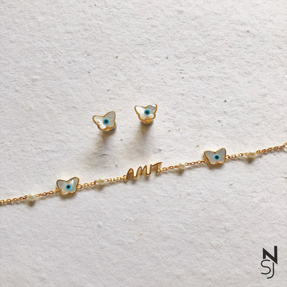 Custom Name Bracelet & Studs Set