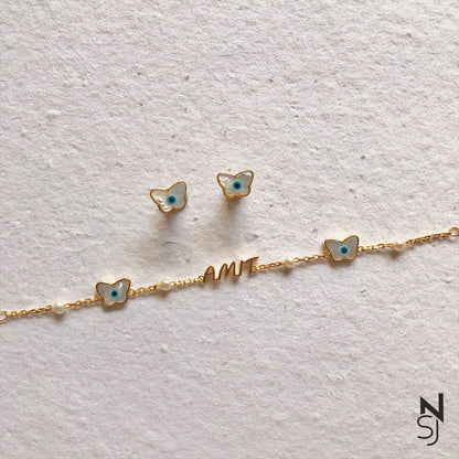 Custom Name Bracelet & Studs Set