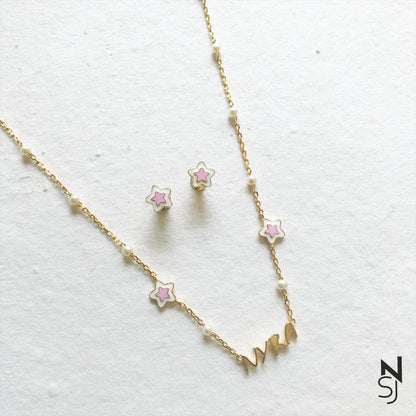Starry Nights Custom Name Neckchain & Studs Set