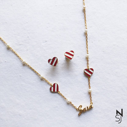 Custom Name Heartsong Neckchain & Studs Set