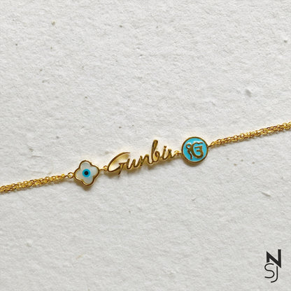 Custom Name Ik Onkar Evil Eye Bracelet