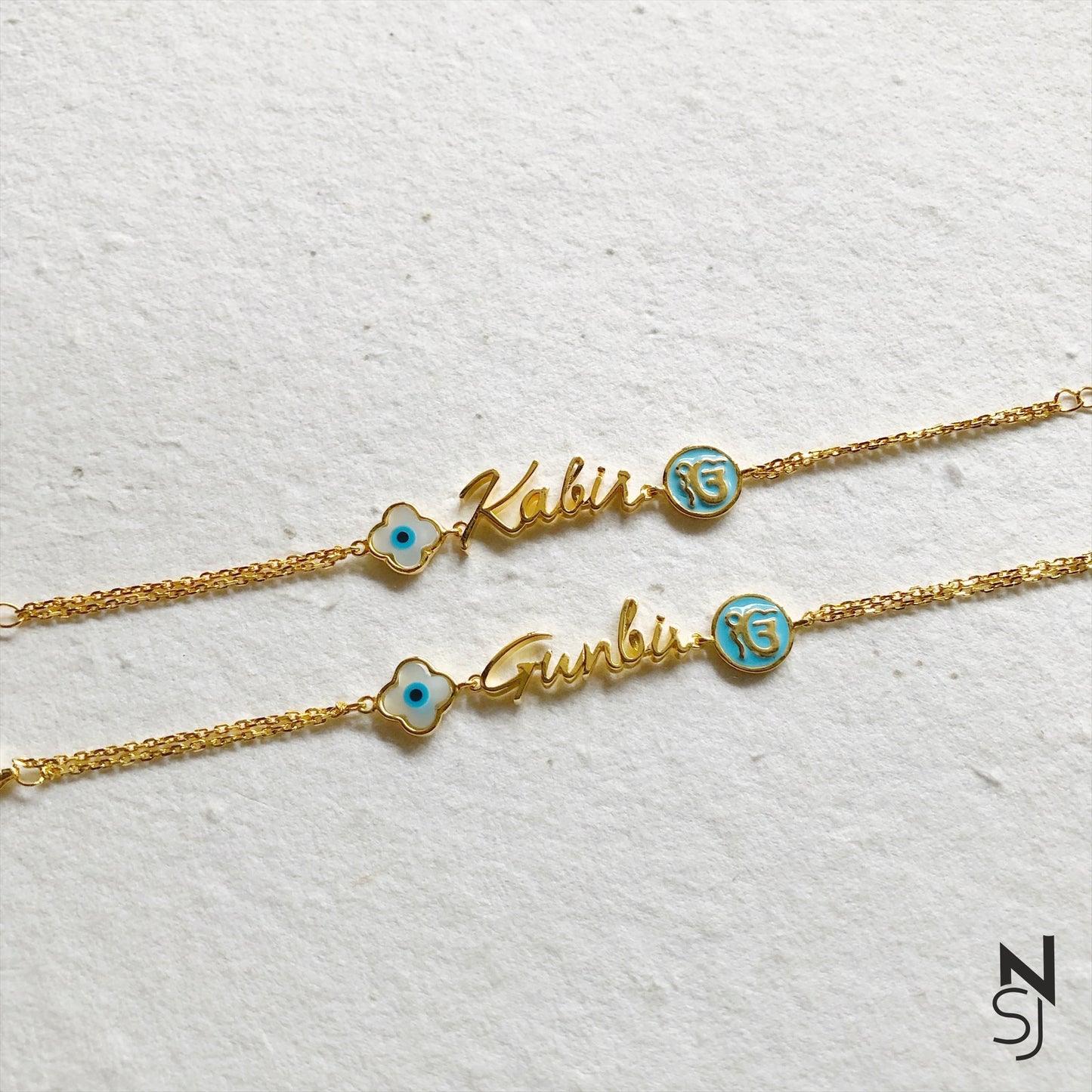 Custom Name Ik Onkar Evil Eye Bracelet