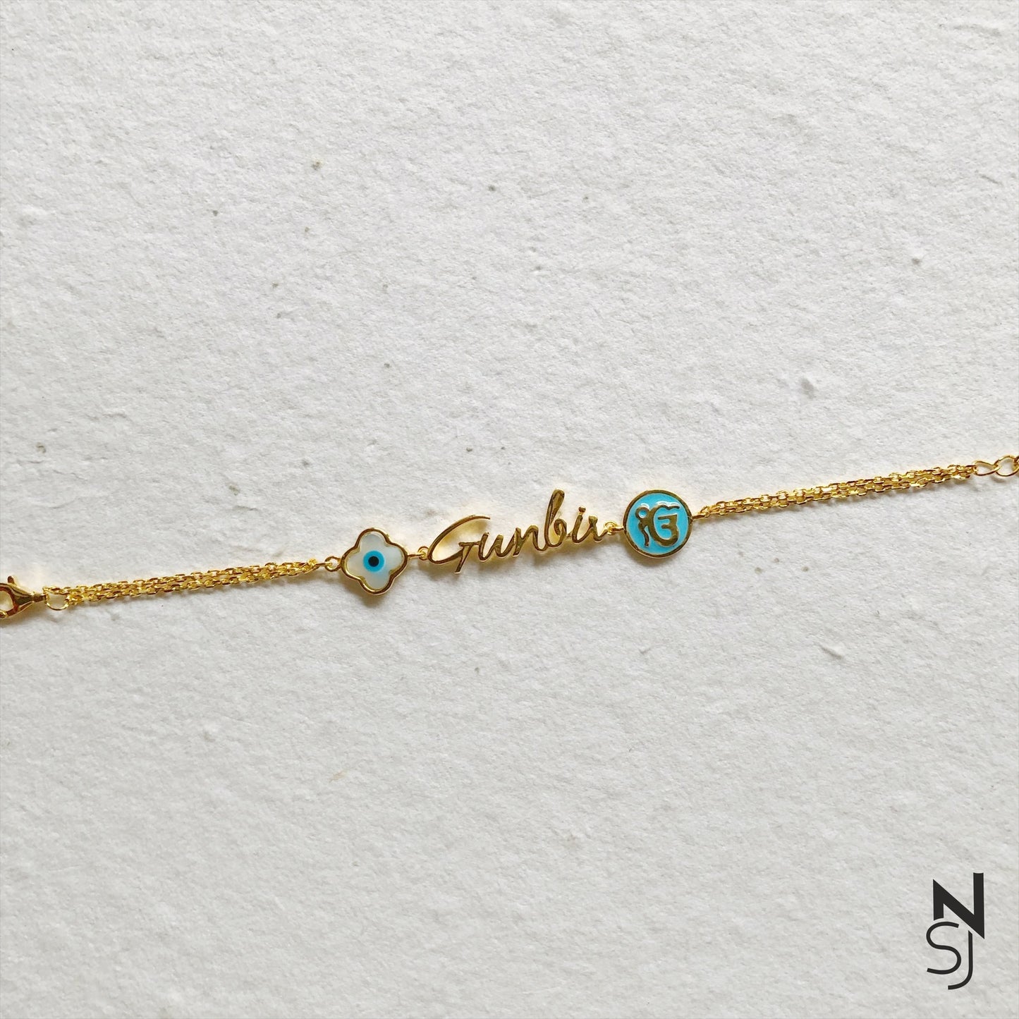 Custom Name Ik Onkar Evil Eye Bracelet