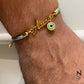 Adjustable Custom Name Green Evil Eye Bracelet