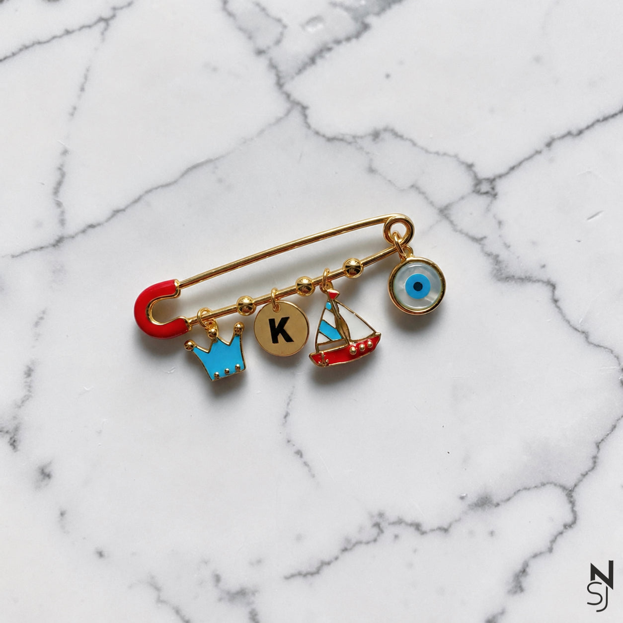 Let's go sailing Initial Brooch