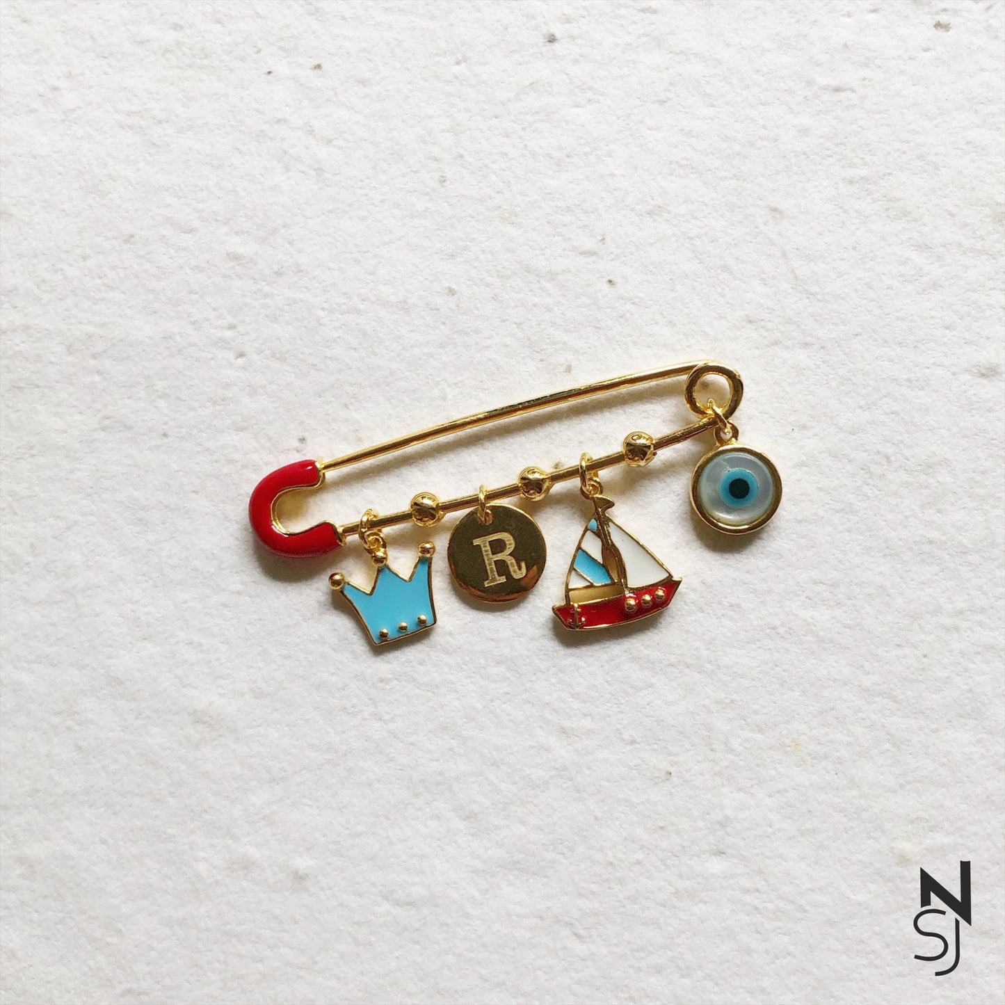 Let's go sailing Initial Brooch