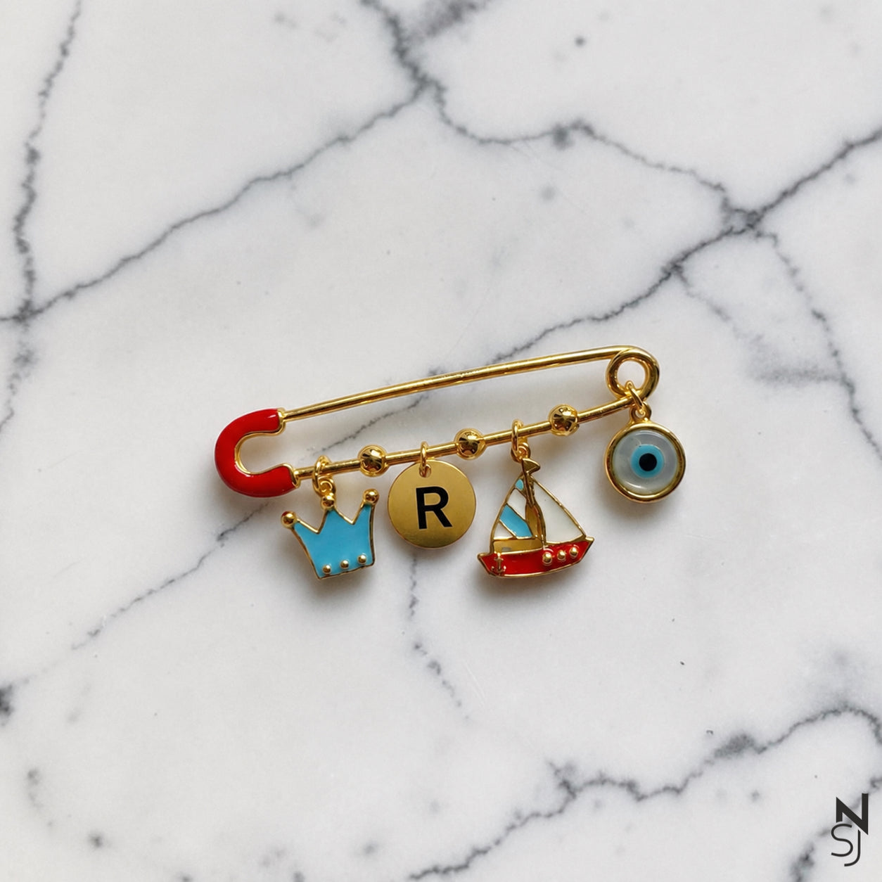 Let's go sailing Initial Brooch