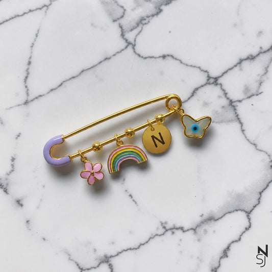 Rainbow Initial Brooch