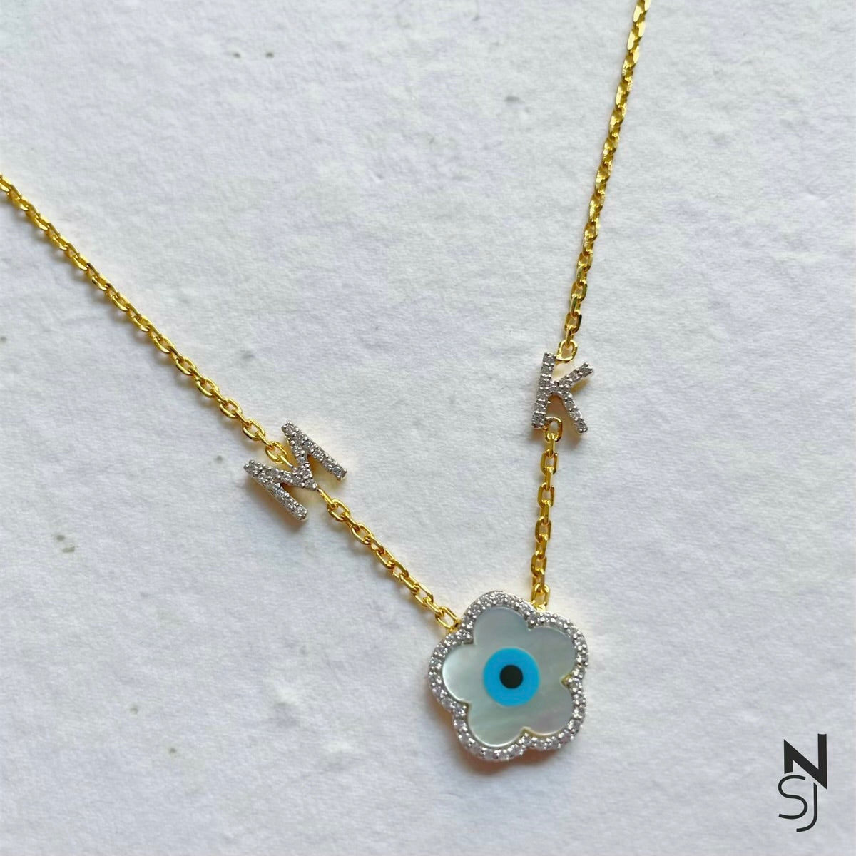 Bespoke Floral Guardian Initial Necklace