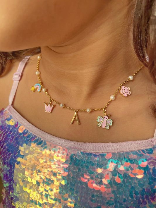 Butterfly Love Custom Initial Charm Neckchain