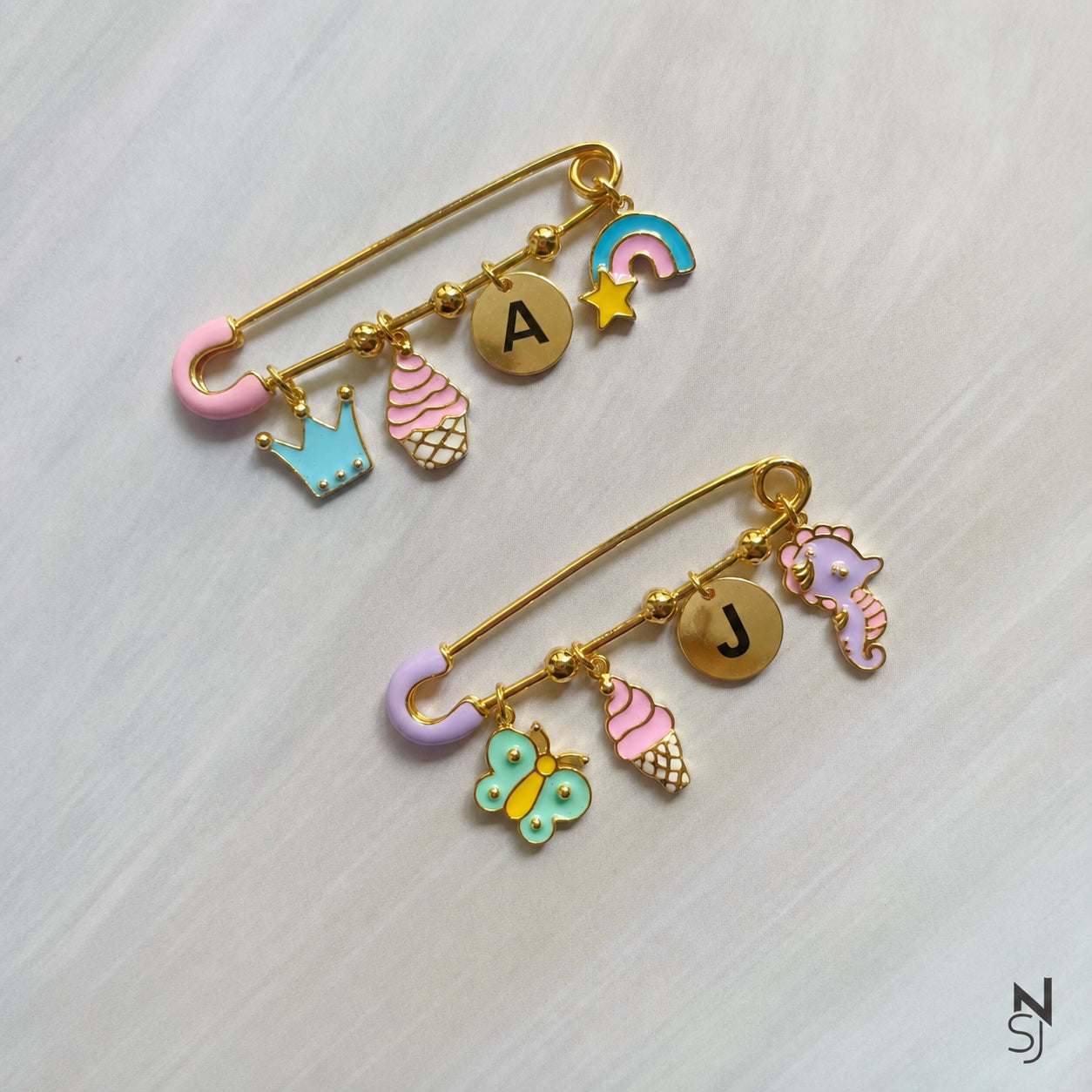 Cupcake Initial Brooch