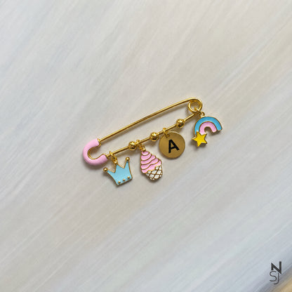 Cupcake Initial Brooch