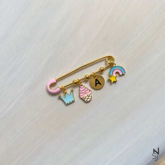 Cupcake Initial Brooch