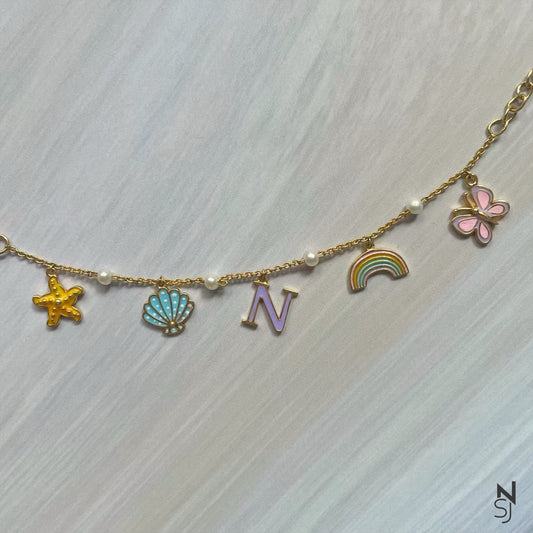 Custom Initial Charm Merry Enamel Bracelet