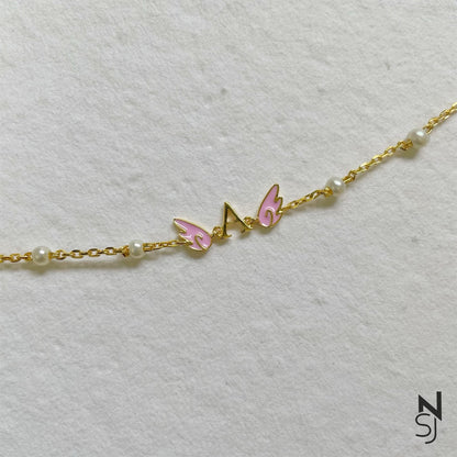 Angel Wing Initial Bracelet | Personalised 925 Silver Jewellery for Kids | Niashine