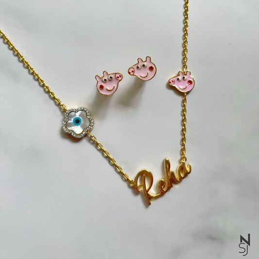 Peppa Name Neckchain & Studs Set