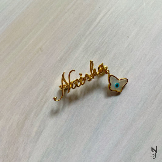 Custom Name Butterfly Evil Eye Collar Pin