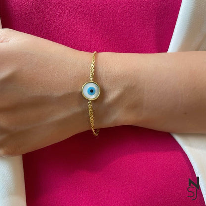 Round Evil Eye Bracelet | Personalised 925 Silver Jewellery for Kids | Niashine