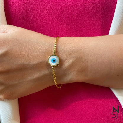Round Evil Eye Bracelet | Personalised 925 Silver Jewellery for Kids | Niashine