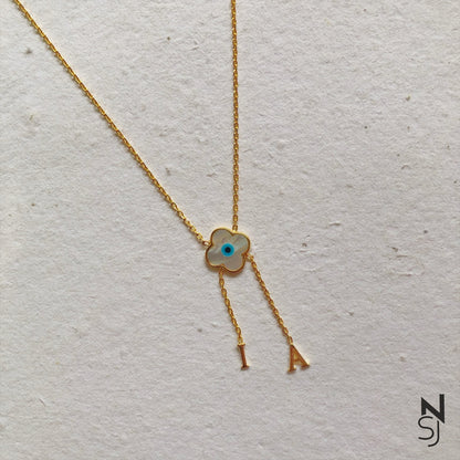 Clover Evil Eye Neckchain | Personalised 925 Silver Jewellery for Kids | Niashine