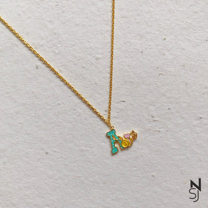 Beekeeper's Initial Neckchain | Personalised 925 Silver Jewellery for Kids | Niashine