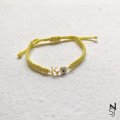Adjustable Custom Initial Evil Eye Bracelet