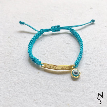 Adjustable Custom Name Evil Eye Bracelet | Personalised 925 Silver Jewellery for Kids | Niashine