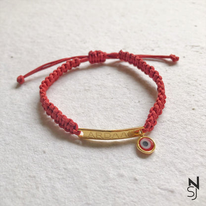 Adjustable Custom Name Evil Eye Bracelet | Personalised 925 Silver Jewellery for Kids | Niashine