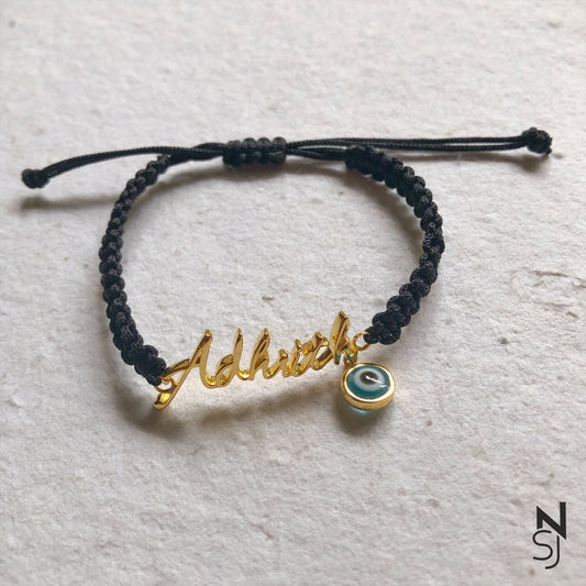 Adjustable Custom Name Evil Eye Bracelet | Personalised 925 Silver Jewellery for Kids | Niashine