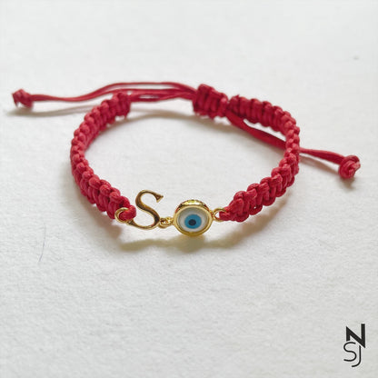 Adjustable Custom Initial Evil Eye Bracelet