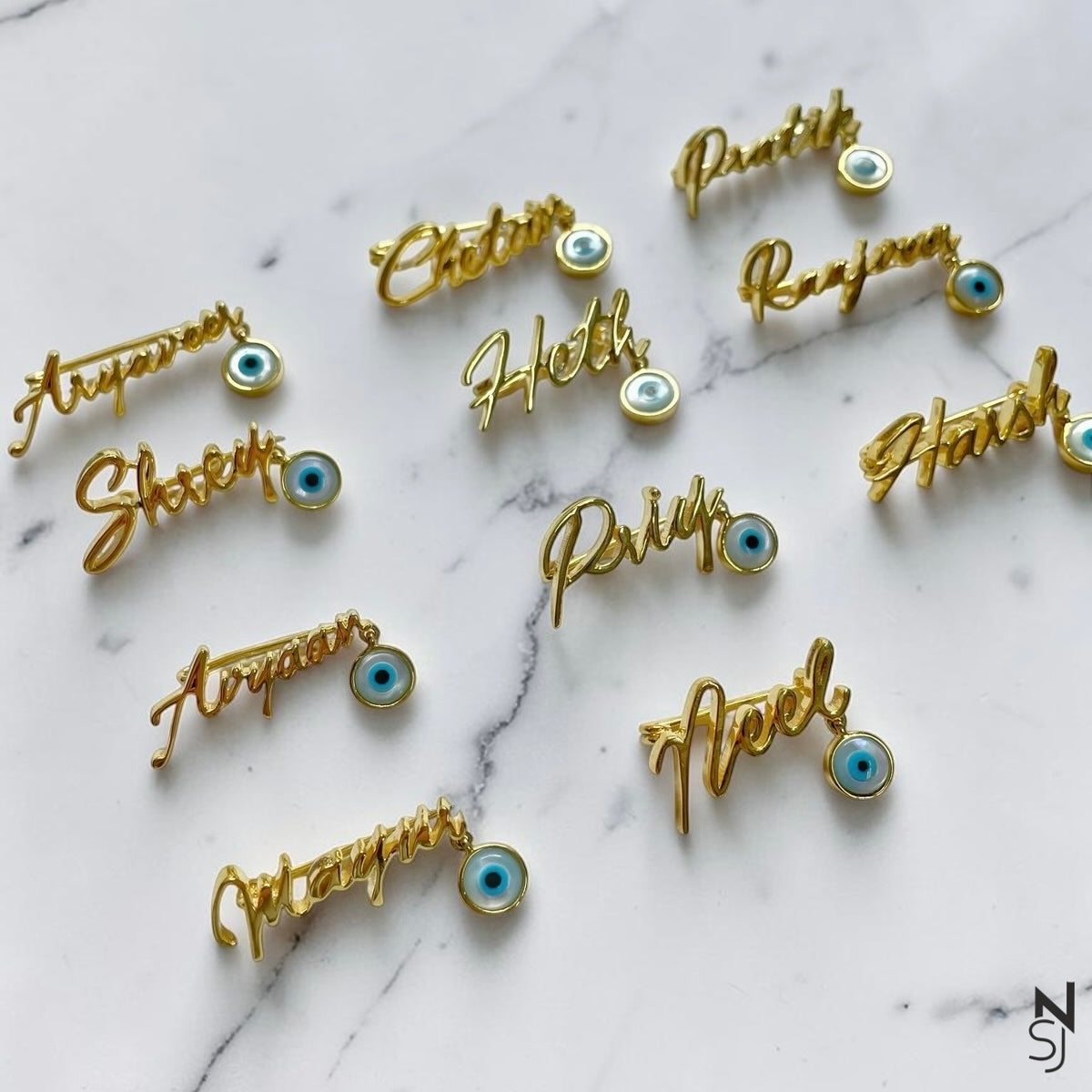 Custom Name Evil Eye Collar Pin