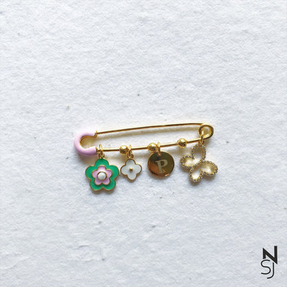 Flower Initial Baby Brooch