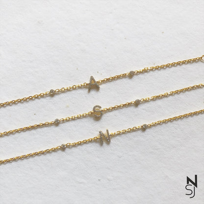 Studded Initial Bracelet | Personalised 925 Silver Jewellery for Kids | Niashine