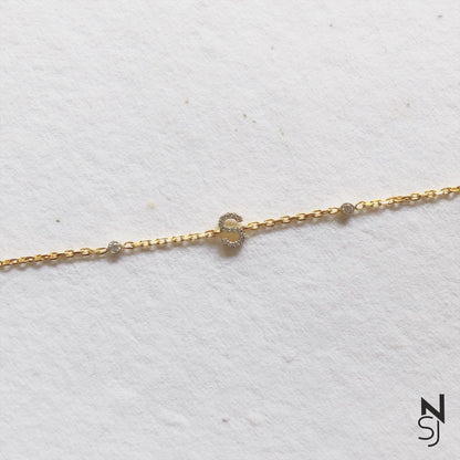 Studded Initial Bracelet | Personalised 925 Silver Jewellery for Kids | Niashine