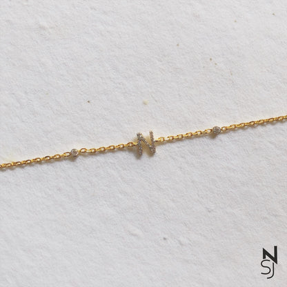 Studded Initial Bracelet | Personalised 925 Silver Jewellery for Kids | Niashine
