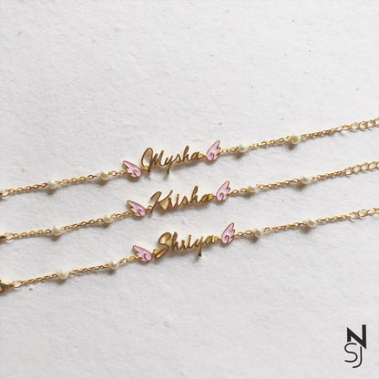 Custom Name Angel Wings Bracelet | Personalised 925 Silver Jewellery for Kids | Niashine