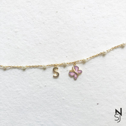 Butterfly & Custom Initial Bracelet | Personalised 925 Silver Jewellery for Kids | Niashine