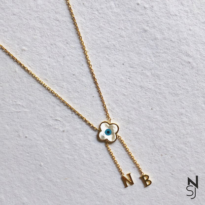 Clover Evil Eye Neckchain | Personalised 925 Silver Jewellery for Kids | Niashine