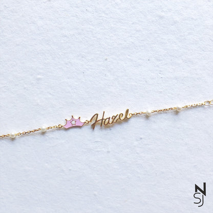Custom Name Tiara Bracelet | Personalised 925 Silver Jewellery for Kids | Niashine